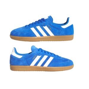 Adidas Men's Blue Bird White Gold Metallic Originals Samba ADV Shoes Size 4.5
